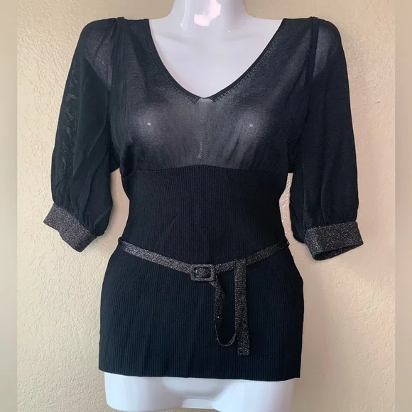 Armani Exchange Y2K Whimsigoth Mesh Glitter
Detail Belted Blouse Size M - Picture 2 of 12